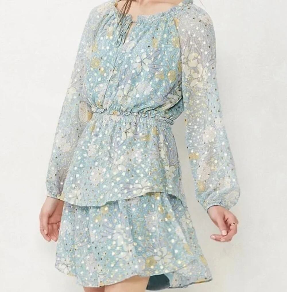 LC Lauren Conrad Long Sleeve Pheasant Dress Women’s Size Small